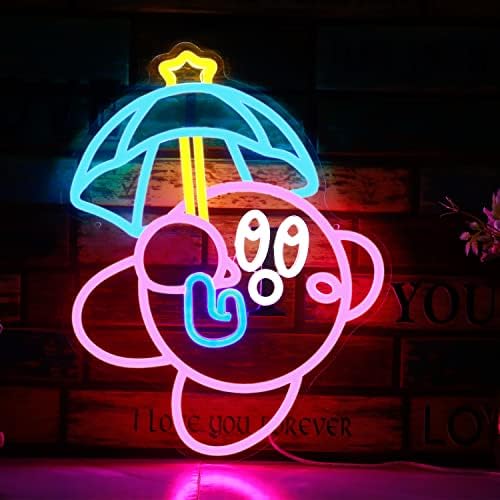 Gaming Neon Sign USB Powered for Game Room Decor, Japanese Anime Neon Sign Dimmable LED Neon Light Sign for Kids Room Man Cave Wall Art Birthday Gift Kirbee 16.1 * 12.8 Inches - Image 5