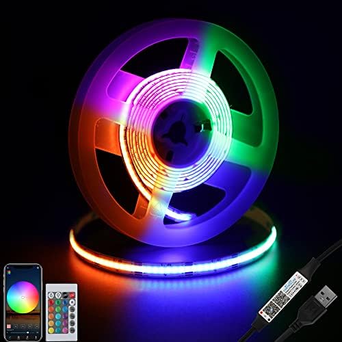 5V USB COB RGB LED Strip, 4.9ft Music Sync Tape Lights with Controller by dephen