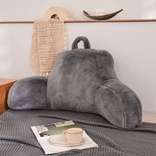 A Nice Night Gray Reading Pillow, 18.5" Bed Wedge Pillows with Arms by ANICENIGHT