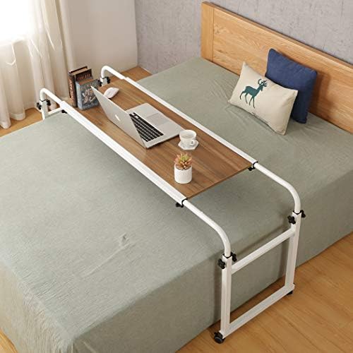 TigerDad Adjustable Overbed Table with Wheels, Mobile Laptop Desk on Wheels for King Queen Bed, Height Adjustable Rolling Computer Cart with Stand, Ancient Oak - Image 5