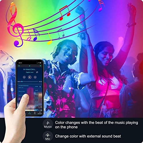 Micomlan 82Ft/25m LED Strip Lights, Music Sync Color Changing RGB LED Strip Built-in Mic, Bluetooth APP Controlled Home Lighting for Living Room Kitchen (APP+Remote+Mic+Music) - Image 3