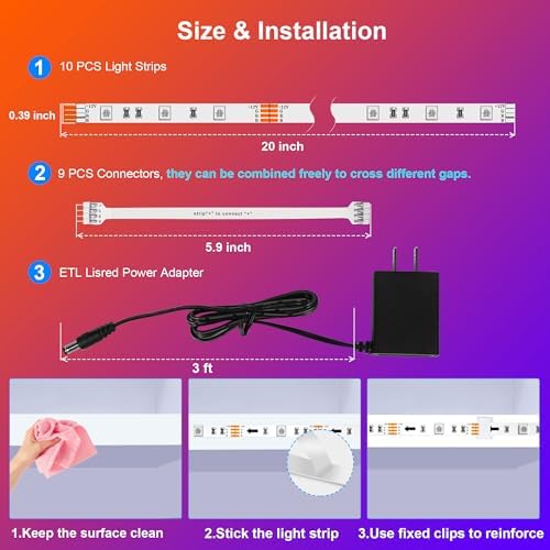 maylit 10 PCS RGB Under Cabinet Lights with App and Remote Control - Image 6