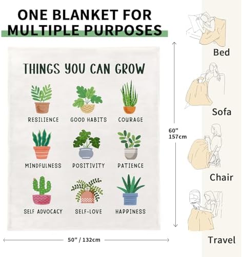 Mental Health Gifts for Women Men, Flannel Soft Inspirational Blanket Decor, Therapist Gift, Encouragement Meaningful Mindfulness Positive Uplifting Gifts for Women Men - 50" x 60" - Image 3