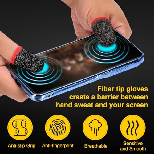 PATIKIL Controller Finger Thumb Sleeve, 12 Pack Mobile Gaming Finger Sleeve Fiber Tip Gloves Anti-Sweat Breathable for Phone Game Touchscreen Devices, White/Yellow - Image 5