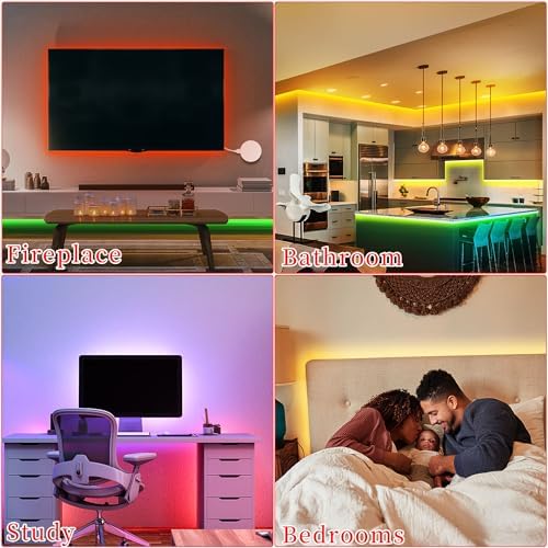 QZYL LED Lights for Bedroom, 25FT RGB LED Strip Lights with 44 Keys IR Remote, Smart LED Light Strip with Adhesive Backing Adjustable Brightness App Control for Bedroom Party Decoration - Image 6