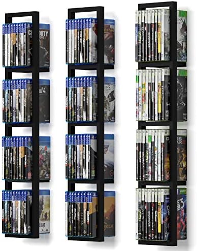 You Have Space Black Floating Shelves for Wall, 34 Inch Video Games CD DVD Storage Shelves, Cube Storage Organizer Shelf Set of 3 by YouHaveSpace