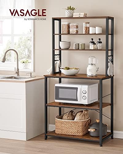 VASAGLE Coffee Bar, 31.5 Inches 6-Tier Baker's Rack with 6 Hooks - Image 2