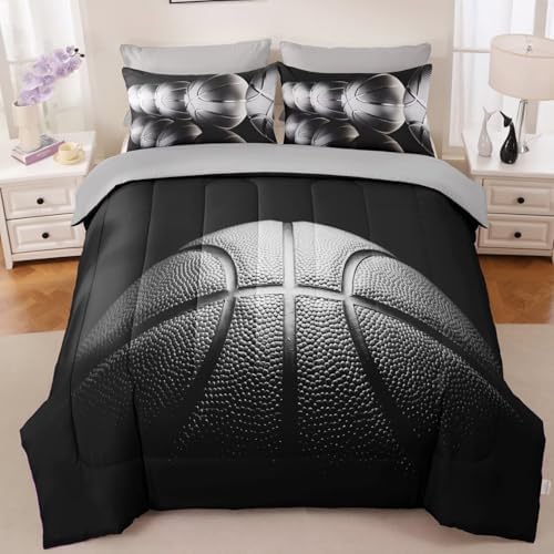 Basketball Comforter Set Queen Size for Boys Kids Teens All Season Sports Theme Basketball Bedding Sets Teenage Bedrooom Bed Set 3 Pieces with Pillowcases, - Image 2