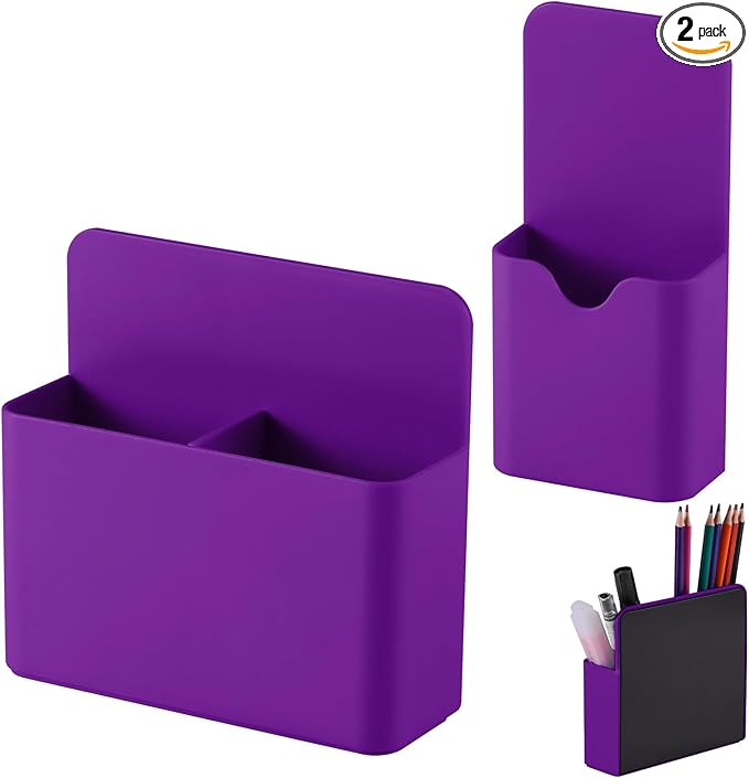 KITANIS Magnetic Pen Holder,2 Pack Magnetic Dry Erase Marker Holder with Generous Compartments,Strong Magnet Storage Marker Pen Pencil Organizer for Refrigerator,Whiteboard,Locker Accessories by KITANIS