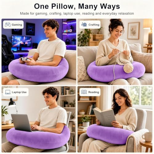 vamorry Gaming Pillow Arm Support Pillow for Bed & Sofa: Ergonomic U-Shaped Lap Pillow with Elbow Rest for Adults & Kids - Reduces Arm Pain & Fatigue During Gaming, Reading, Working & Crocheting - Image 4