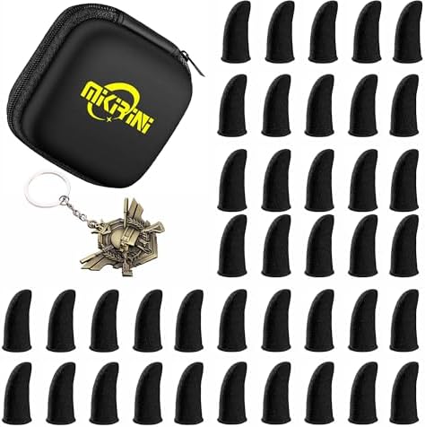 40 Pack Mobile Phone Gaming Finger Sleeves w/Organizer & Badge Keychain by MIKIRINIGAMR