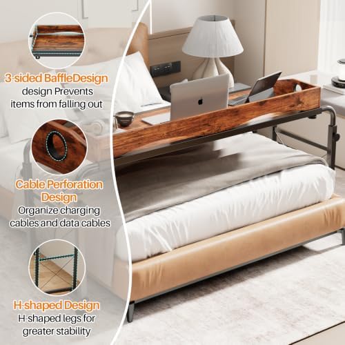 BYMECOST Laptop Desk for Bed, Adjustable Height & Length Laptop Bed Table - Image 4