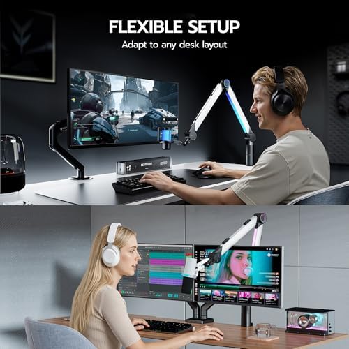 ARES WING Aluminum Microphone Boom Arm with RGB Light and Volume Control - Image 5
