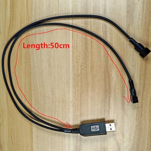 Gebildet Full Speed 12V Voltage Step-Up USB to Dual 3-Pin and 4-Pin PC Fan Sleeved Power Adapter Cable - Image 6