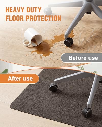 Carvapet 36x48 Office Chair Mat for Carpet Hardwood Floor Protector Rug | Non Slip Silent Chair Mat Perfect for Executive Office Desk or Computer Gaming Chair Cushion, Dark Brown - Image 4