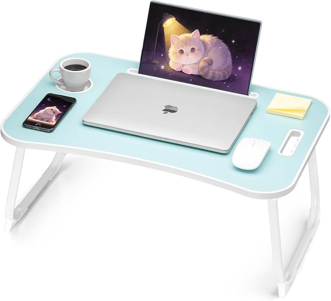 Ruxury Folding Lap Desk Bed Desk Laptop Table Tray, Breakfast Serving Tray, Portable & Lightweight Mini Table for Sofa Couch Floor - Blue by Ruxury