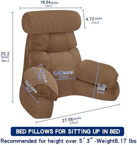 FXXUDVNIIN Back Pillow for Bed Sitting up – with 9.4" Armrest - Image 2