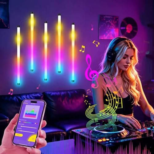Led Light Bar with Music Sync, 5-Pack RGB+IC Ambient Lights, USB Powered App-Controlled Lighting for Music Studios, Sensory Spaces, Bedrooms, Gaming Setups by Unknown