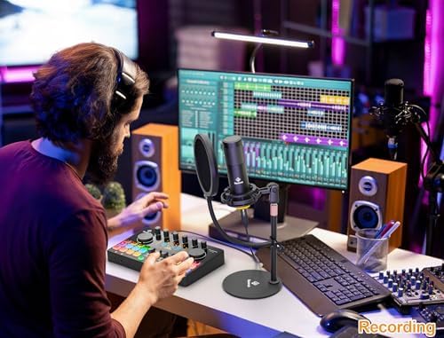 M100 Podcast Equipment Bundle,Dual XLR‑3.5 Condenser Mics,Pop‑Filter - Image 6