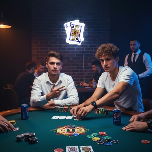 Poker Neon Sign, UV Printed Playing Cards LED Light for Man Cave Decor - Image 2