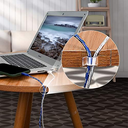 SOULWIT 50 Pcs Self Adhesive Cable Management Clips, Cable Organizers Sticky Wire Clips Cord Holder for TV PC Laptop Ethernet Cable Desktop Home Office (Clear) - Image 6