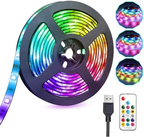 Rainbow Chasing USB LED Lights Strip 16.4ft, RGB LED Flexible Lights by XYOP