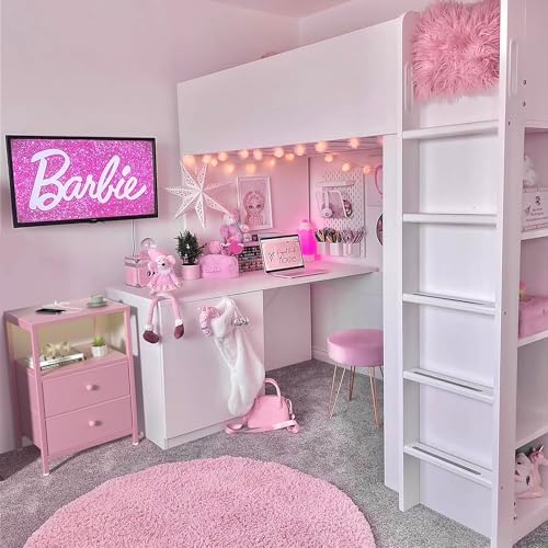 BOLUO Pink Nightstand with Charging Station, LED Night Stand with 2 Fabric Drawers, Bedside Table with USB Ports and Outlets, Nightstand for Bedroom Modern - Image 7