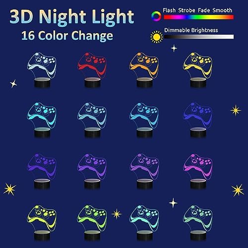 Attivolife Gamepad 3D Lamp, Hologram Illusion Controller Night Light for Kid, 16 Colors Changing & Remote Dimmer Control, Cool Boy Girl Video Gaming Room Accessories as Xmas Birthday Gift for Teen - Image 3