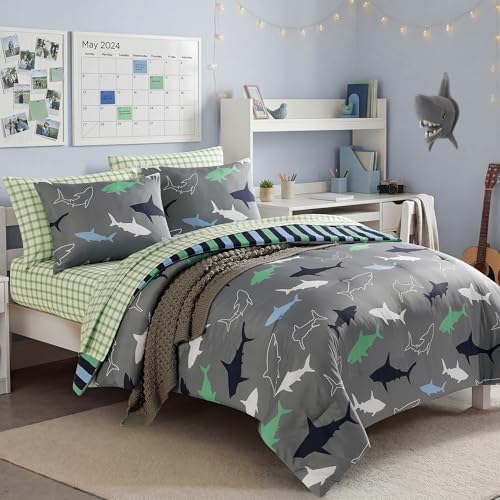 Full Size Comforter Set for Boys -7 Pieces Shark Full Size Bedding Sets - Image 3