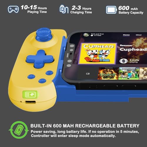 Wireless Controller for iPhone 17/Android/PC/iPad/Tablet/Appl Arcade MFi Games/Switch/PS4, Support Streaming on PS5/Xbox/PC Console, Cloud Gaming Gamepad Joystick - Turbo/6-Axis Gyro/Dual Motors - Yellow - Image 6