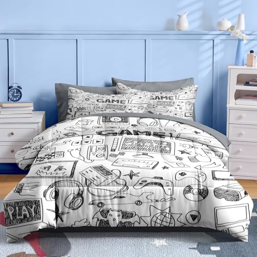 Nesker Queen Comforter Set for Boys, 7 Pieces Gaming Bedding for Kids - Image 2
