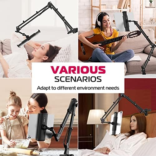 ULANZI T2 Adjustable Tablet Holder for Desk, Carbon Steel Tablet Phone Stand for Bed, Flexible Tablet Arm Clamp Compatible with iPhone 17 16 15 Pro iPad Kindle Galaxy Tab 4.6-12.9 Inch Devices - Image 6