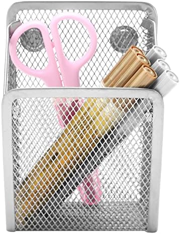 Magnetic Pencil Holder,Mesh Stainless Steel Pen Basket, Metal Writing Utensil Storage Organizer for Whiteboard,Blackboard,Kitchen, Locker, Home, or Office - Image 2