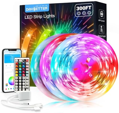 DAYBETTER Led Strip Lights 300 ft (3 Rolls of 100ft), Smart Led Light Strips with Remote and App Control, Music Sync RGB Color Changing Led Lights for Bedroom, Home, Kitchen, Party, Room Decor by DAYBETTER