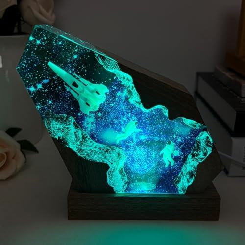 Epoxy Space Resin Lamp, Handmade Astronaut Lamp with Multi-Color LED Light - Image 3