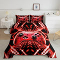Feelyou Gamer Bedding Set Toddler Size Kids Gaming Comforter Set for Boys Girls Teens Game Room Decor Red Black Geometric Game Controller Duvet Quilt by Feelyou