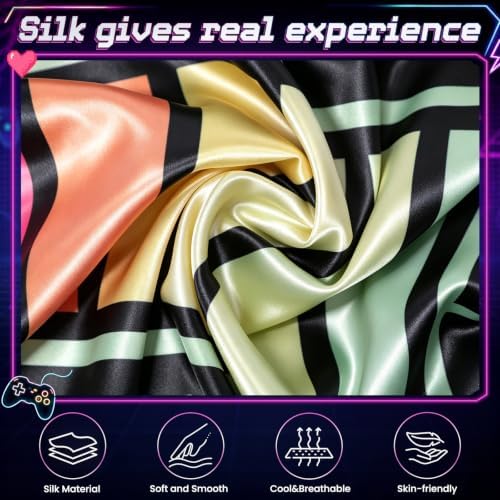 Pack of 2 Gamer Throw Pillow Covers 18x18 Inch, Satin Silk Feeling Decorative Pillow Cases with Hidden Zipper, Charging Battery Design for Boys Room Sofa Couch Bedroom Decor - Image 3