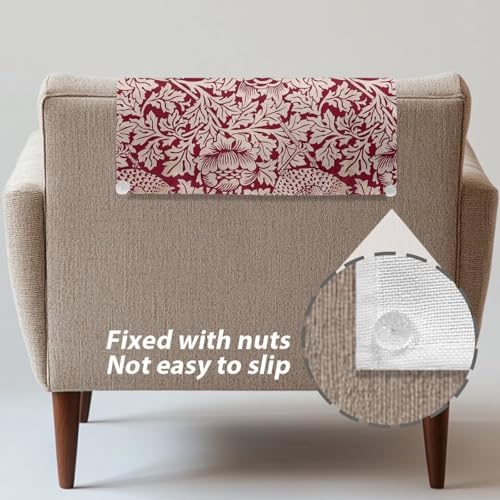 2 Pack Universal Small Recliner Cover - Easy to Install Polyester Protector, Wear Resistant & Non-Slip with Fixing Nails for Home/Office Use (26x16 Inch) Vintage Red Bird Floral Print - Image 5