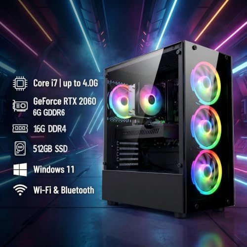 STGAubron Gaming PC Desktop,Core I7-6700,RTX 2060 6G,16GB DDR4,512G SSD - Image 2