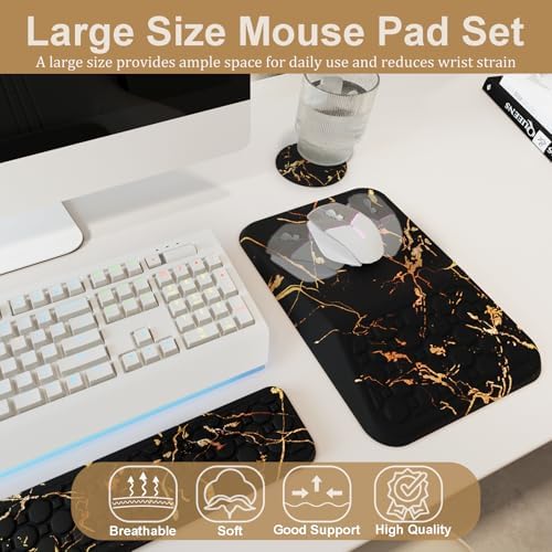 Ospelelf Black Keyboard Wrist Rest Ergonomic Mouse Pad with Wrist Rest, Wrist Rest for Computer Keyboard, - Image 4