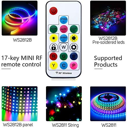 ALITOVE WS2812B WS2811 Addressable LED Controller RF Remote Wireless Mini Controller 5~24V DC for WS2812 WS2811 Dream Color Rainbow RGB LED Pixel Strip Panel Light, 3pin JST Connector 200 Color Modes - Image 4