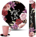 Keyboard Wrist Rest and Mouse Pad Wrist Support Set with Coasters,Ergonomic Gaming Mousepad for Home Office Working Studying Easy Typing & Pain Relief,You Got This Adorable Peony Flower by CICPLKSE