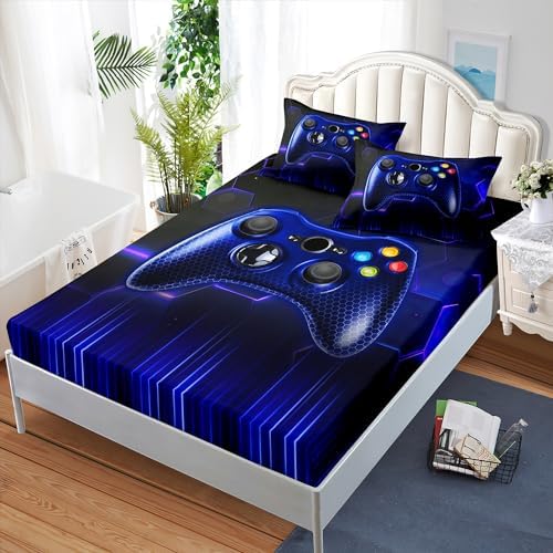 AILONEN Gamer Fitted Sheet Set Twin XL Size for Boys, Gaming Twin XL Size Bed Sheet Set,Video Games Fitted Sheet Set,Kids Boys Sheet Set,Modern Gamer Fitteed Sheet and 2 Pillowcases - Image 3