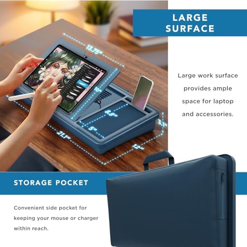 LAPGEAR Ergonomic Pro Lap Desk – Denim Blue, Fits 15.6" Laptops - Image 5