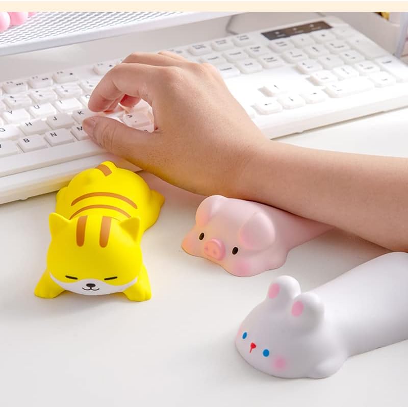 Cityhermit Cute Wrist Rest Support for Mouse Keyboard Computer Arm Rest for Desk Ergonomic Kawaii Office Supplies Slow Rising PU Mouse Pad (White Rabbit) - Image 6