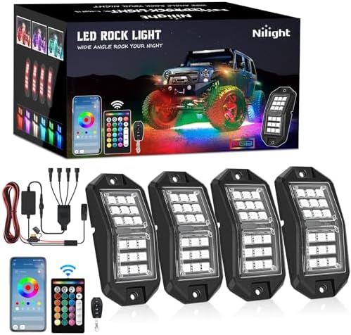Nilight RGB LED Rock Lights Kit 4 PCS 18LED Wide Angle Wheel Well Light by Nilight