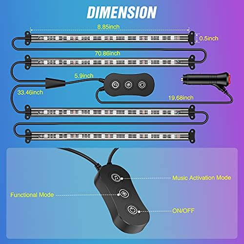 Nilight Car Interior Lights with APP Control 16 Million RGB Colors Strip Lights with Music Sync Mode and Multiple Scene Options for Cars Trucks SUVs - Image 2