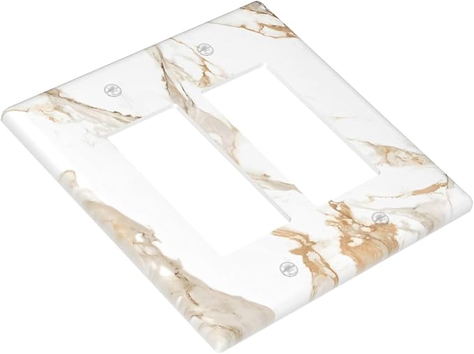 Decorative Outlet Covers Abstract Luxury White Gold Marble 2 Gang Light Switch Cover Plate Double Rocker Wall Plate Gfci Switch Plate Covers Plug Faceplate for Bedroom Decor - Image 3