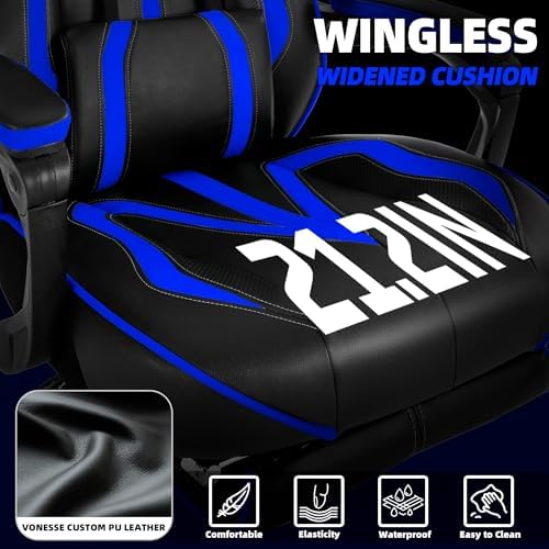Vonesse Gaming Chairs for Adults, Gamer Chair with Footrest and Massage, Reclining Big and Tall Ergonomic Gaming Chair, Computer Chairs for Heavy People 300LBS (Blue/Black) - Image 5