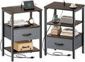 SUPERJARE Nightstand Set of 2 with Charging Station, USB-C Port, End Tables by SUPERJARE